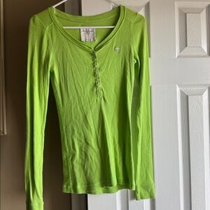 Y2K Abercrombie & Fitch Ribbed Long Sleeve Button Henley Shirt Small S Vintage